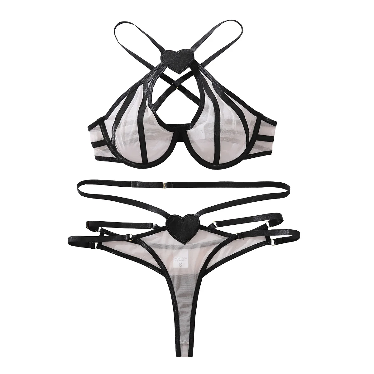 

2025 Sexy Hollow Comfortable Perspective Underwear Set Pure Desire No Trace Bra Two Piece Set