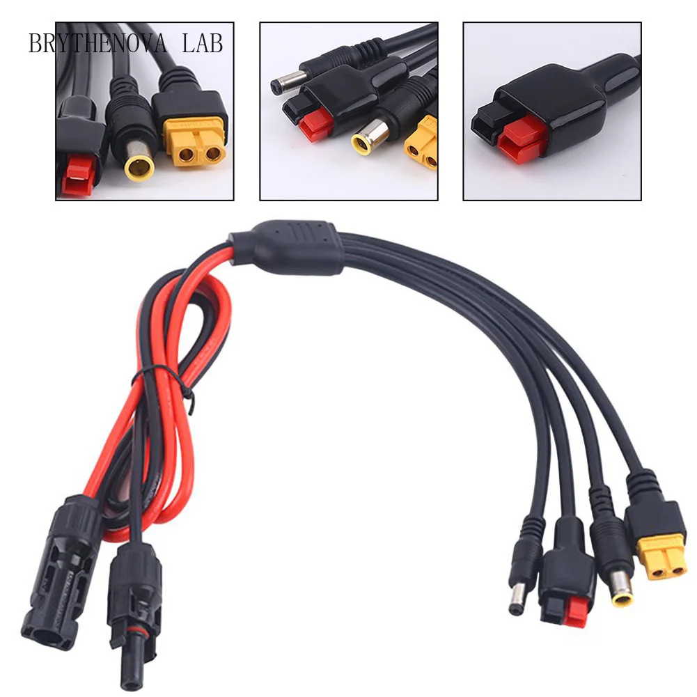 4 in 1 Solar Panel Connector Adapters for XT60 DC5521 DC7909 Efficient Inputs Charging Cable for Solar Power Stations