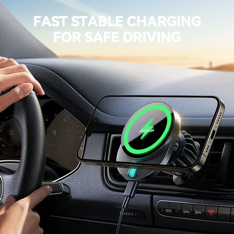 Joyroom 15W Wireless Charging Car Phone Holder Magnetic Phone Mount Car Charger Air Vent Car Phone Holder Mount For iPhone 16-12