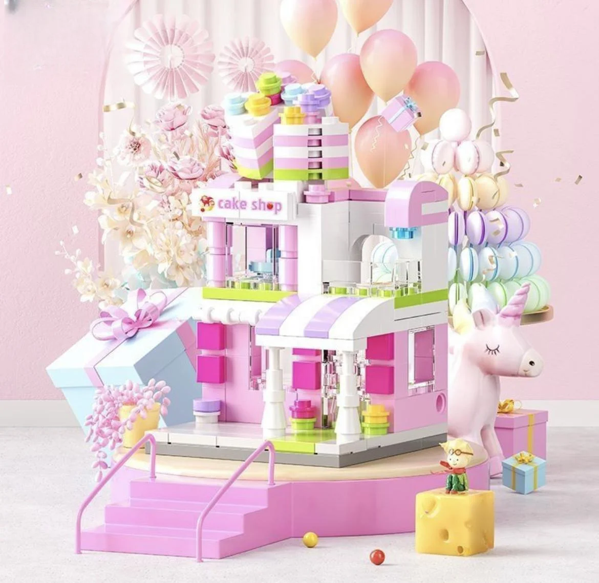 العمارة شارع عرض البيت اللبنات DIY ميني سيتي مخزن نموذج لعب لهدايا عيد الميلاد #5