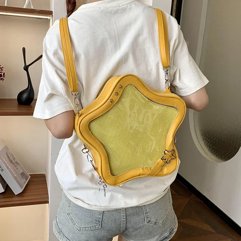 Transparent School Bag New Italian Fashion Star Messenger Bag Ladies Backpack Sweet Display Autumn Bag Italian Popular Bag