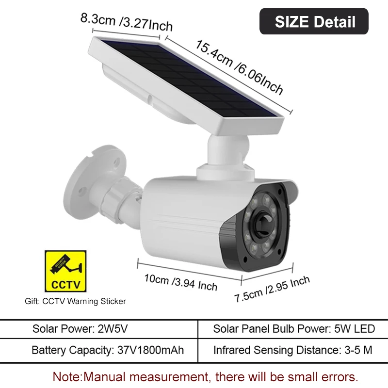 EZHEN Dummy Solar Security Camera Bullet Waterproof Outdoor Indoor sistema di sorveglianza falso con luci lampeggianti rosse realistiche