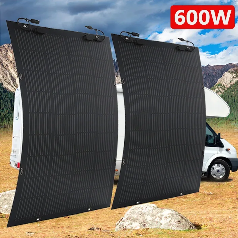 600 W 300 W Solarpanel-Set, 18 V, flexible Solarzelle, Energie-Ladegerät, Solarplatte für Camping, Yacht, Wohnmobil, Auto, Wohnmobil, Boot, Wohnwagen