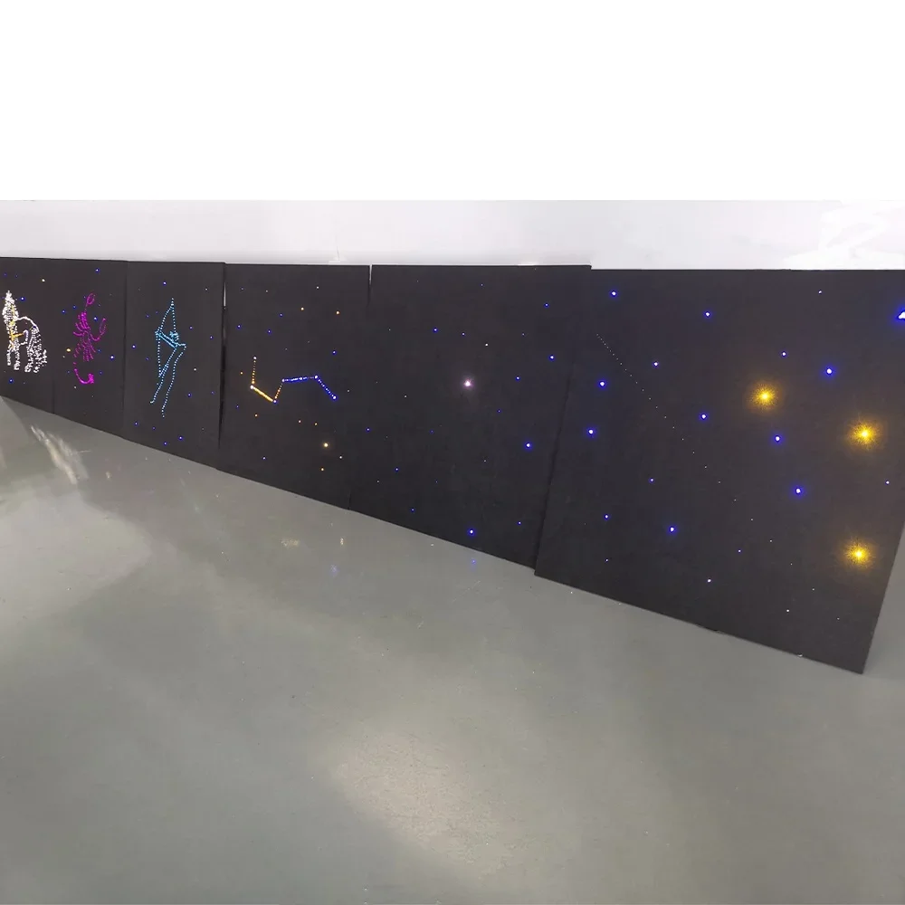 2025 hot sale Finished Starry Effect Acoustic Modular Tiles Fiber Optic Star Ceiling Panel Kit Polyester Fiber Board Panel Light