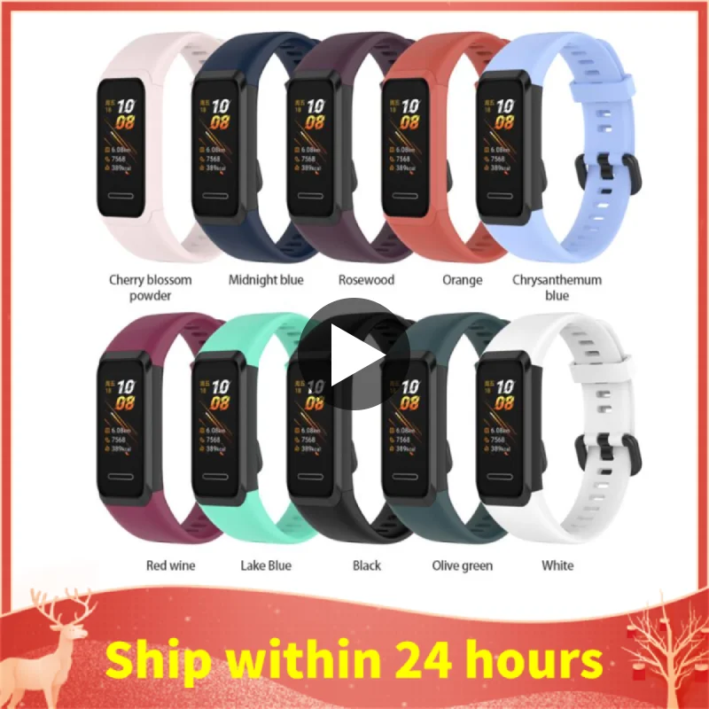 Silicone Wrist Strap For Huawei Band 4 Smart Wristband Replacement Strap For Honor Band 5i Bracelet With Protective Film