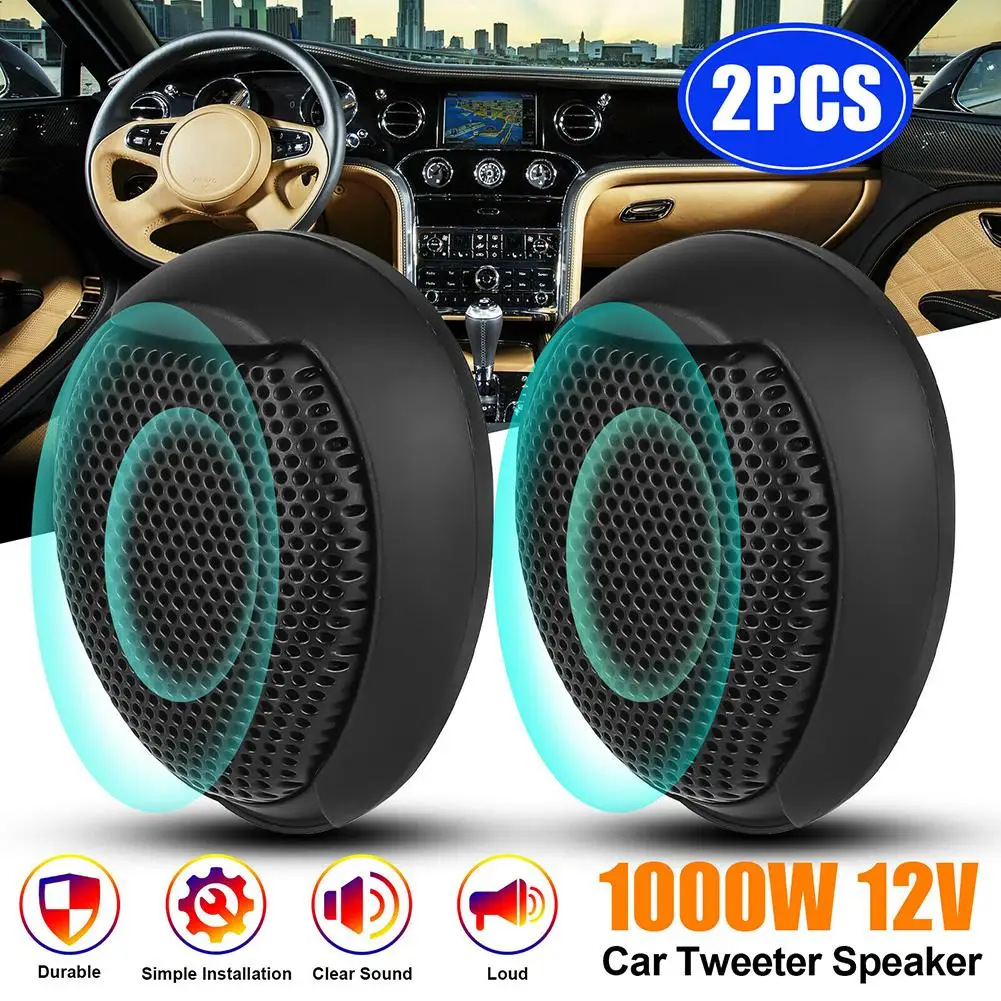 1 Pair Of 1000w Universal Car Dome Tweeter Waterproof Super Power High Noise Reduction Hi-Fi Audio High Frequency Speaker