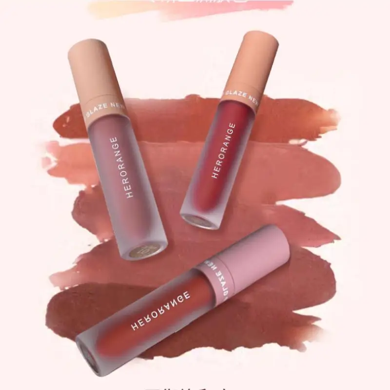 Rossetto Liquido Opaco HERORANGE, Impermeabile, Effetto Velluto, Lunga Durata, Alta Pigmentazione, Colore Pasta di Fagioli, Lucidalabbra per Trucco