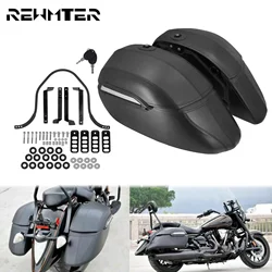 Motorcycle Hard Bags Saddlebags Trunk Luggage & Heavy Duty Mounting Bracket Kit For Harley Touring Softail XL For Suzuki For BMW