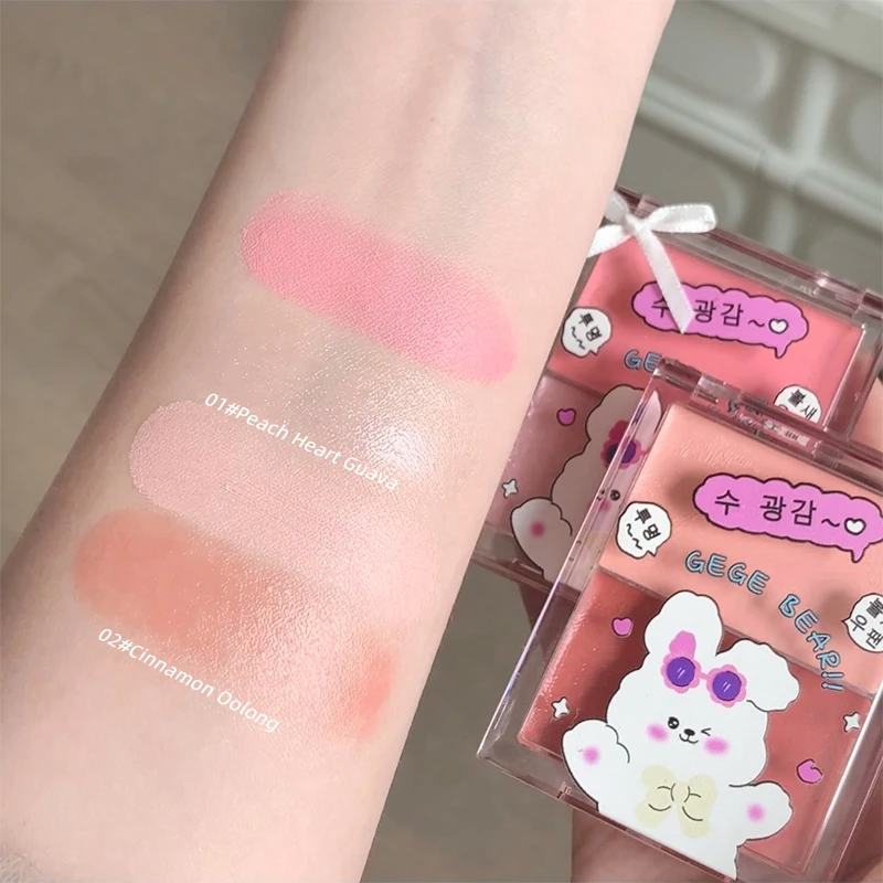 Gege Bear Palette di fard bicolore acquoso Idratante Colore espandibile e termoretraibile Crema Rouge a lunga durata