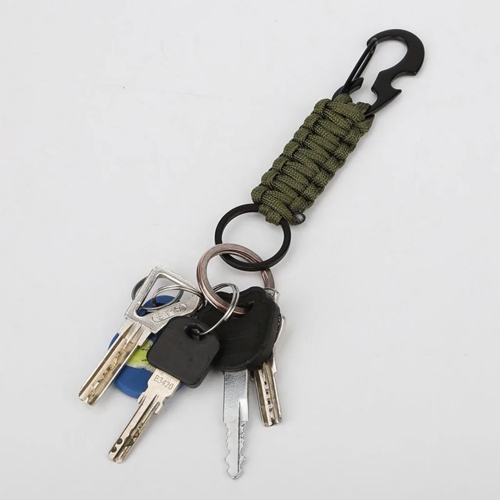Hand Woven Carabiner Clip Keychain Key Ring Keyring Key Holder Clips Hook Holder Organizer For Car Keys Finder Outdoor Camping