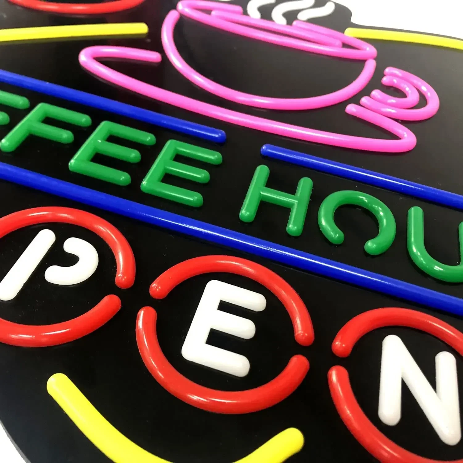 Coffee House Open Multicolor Neon Sign LED Wall Art USB Powered  Steaming Cup Decor Cafe Shop Bar Storefront Novelty Gift