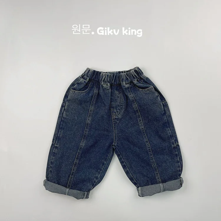 2024 Spring New Children Vintage Denim Trousers Toddler Boys Girls Loose Straight Leg Pants Kids Fashion Casual Versatile Jeans