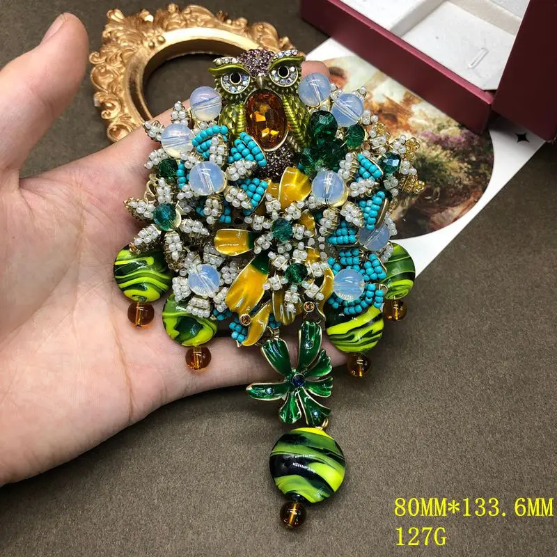 exaggerated hand-woven owl brooch glazed pendant enamel high-quality corsage coat suit