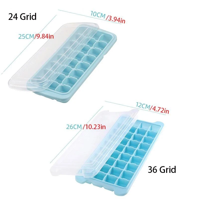 Ice Cubes Trays Silicone Ice Cube Maker 24/36 Grid Reusable Fruit Ice Cream Tool with Removable Lid Non-toxic DIY Ice Cube Mold