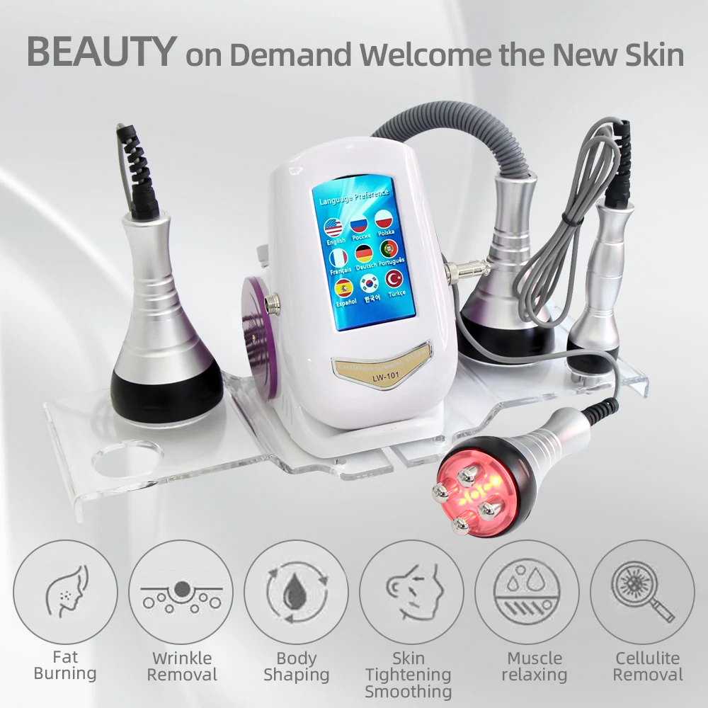 4 IN 1 Cavitation Machine 40k Ultrasonic Shape Vacuum Frequency Liposuction Weight Loss Slimming Skin Tightening Lifting Light