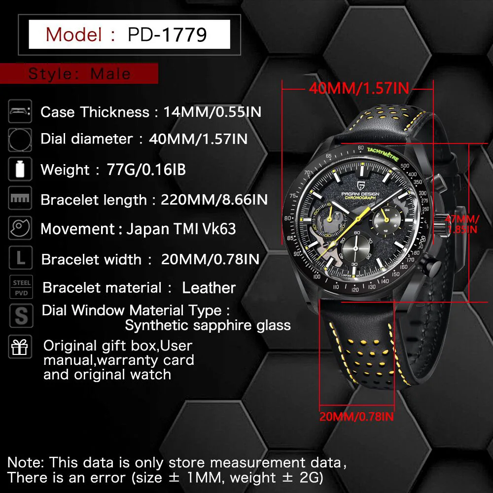 باجاني ديزاين 2025 القمر مشرق ساعات كوارتز رجالية ساعة عمل رجالية كرونوغراف AR الياقوت مرآة رياضية مقاوم للماء #6