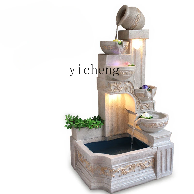 Tqh Home Decoration Rockery Fountain Water Landscape Hotel Courtyard Fish Pond Cylinder Big Decorations