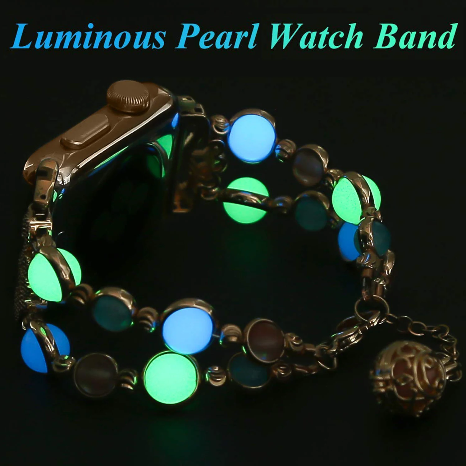 Luminous Jewelry Bracelet for Apple Watch Ultra 2 49mm Metal Strap 46mm 41mm 45mm 42mm 40mm 44mm Band for iWatch Series 10 9 8 7