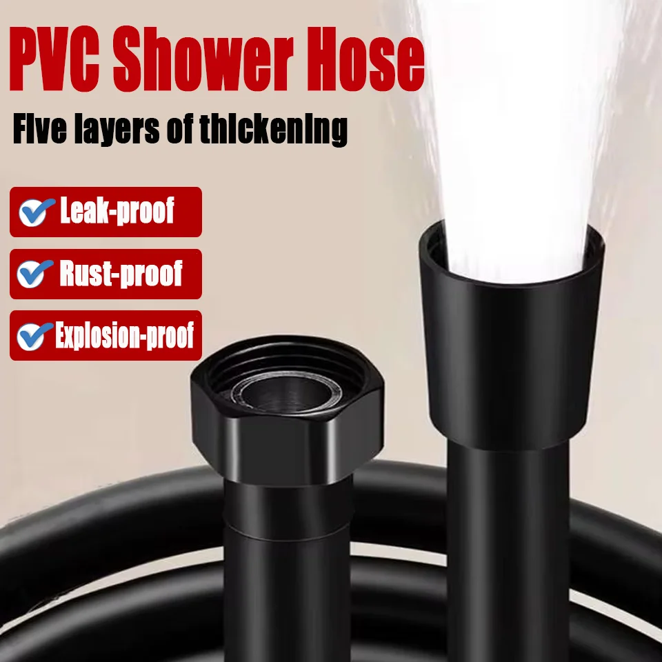 1pc 1.5/2/3/4M PVC Shower Head Hose Flexible Anti-Winding Pipe High Pressure Powerful Shower Tube Bathroom Faucet Accessories