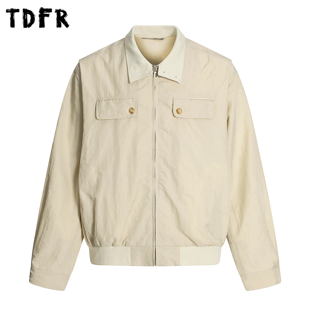 

Pocket Spliced Cargo Jacket Mens Solid Color Autumn Safari Style Loose Lapel Long Sleeve Outerwear Men