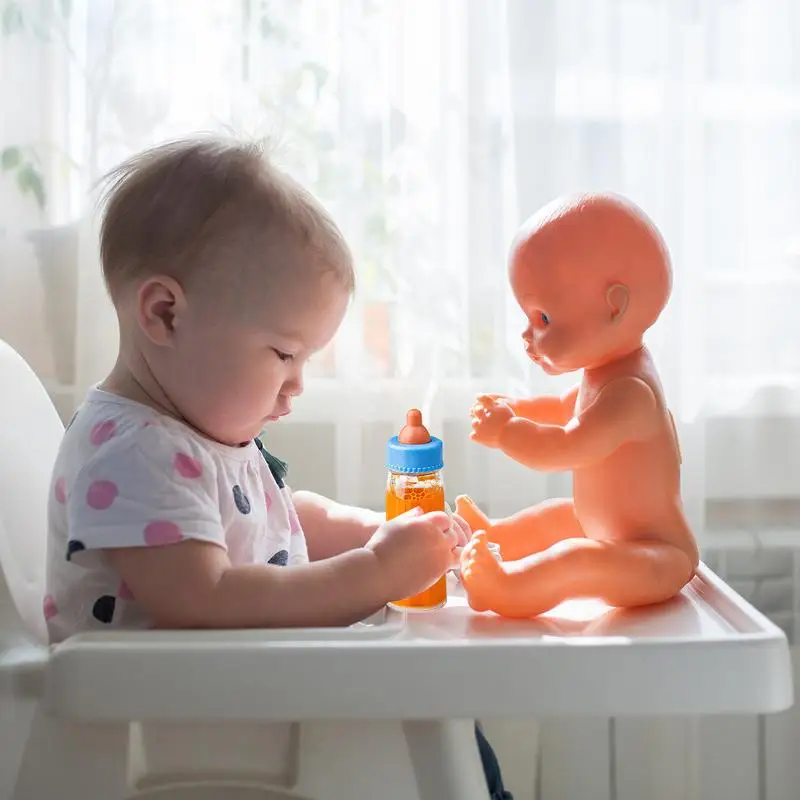 15.2cm/9.3cm boneca garrafas de suco de leite mágico com chupeta babadores caber bonecas recém-nascidas garrafa de mamilo de plástico casa de bonecas brinquedos conjunto reborn