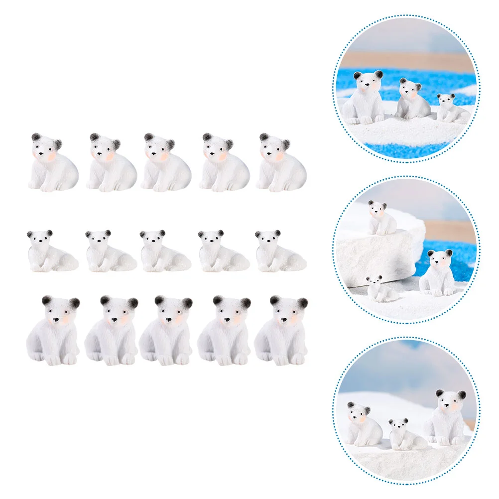 

15 Pcs Mini Resin Polar Bear Figurines Garden Yard Decor Educational Toy Halloween Miniatures Resin Animal Models Electronic