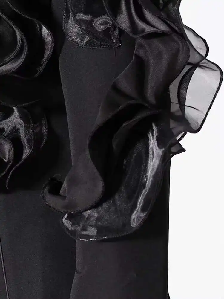 KWTX Blazer con design a volant in rete Giacche da donna con vestibilità in vita raccolta Marea Cappotti femminili Temperamento Abbigliamento 2025 Primavera Nuovo