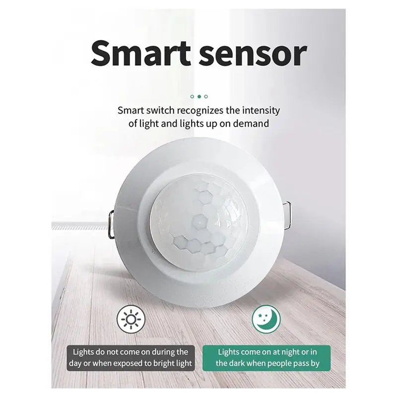A11E-New 24-265V Recessed Sensor Smart PIR Infrared Body Motion Light For Stair Corridor Car Park Light