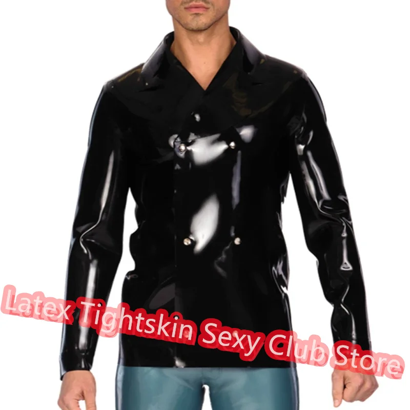 

Handmade Latex Men Long Sleeve Top Latex T-shirt Sexy Lingerie Rubber Suit Cosplay Costume