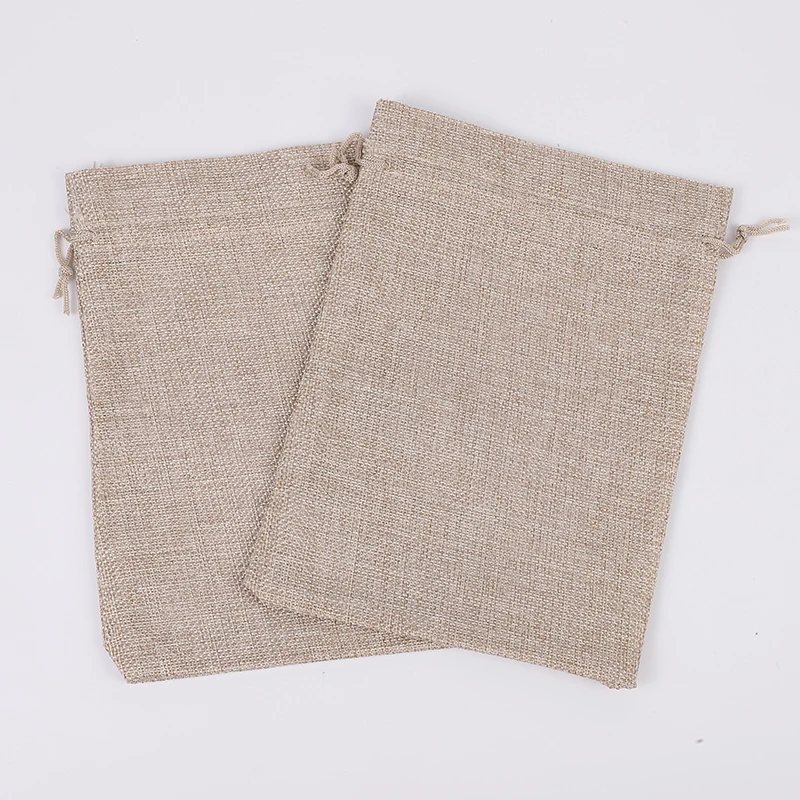 50pcs/lot Natural Jute Bags For Party Gift Packaging Bag Storage Drawstring Linen Pouches Add Logo 7*9 10*14 13*18 15*20 17*23cm