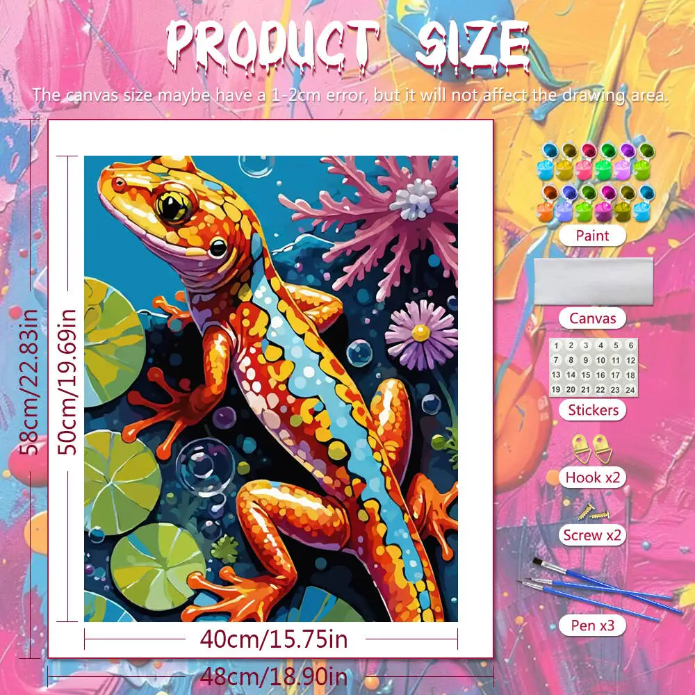 DIY Painting By Numbers Chameleon Handpainted Canvas Painting Animal Digital Oil Painting Canvas Kits Wall Decor Living Room