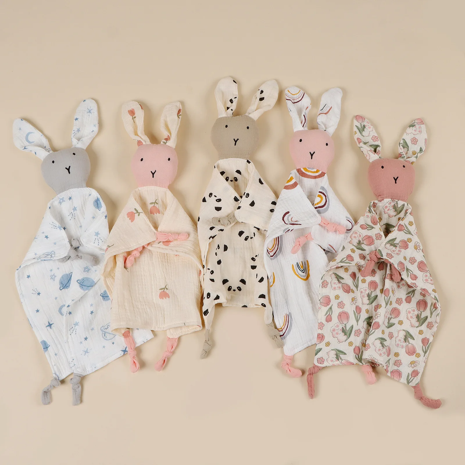 

New Cute Rabbit Baby Cotton Muslin Comforter Blanket Soft Floral Newborn Sleeping Dolls Soothe Appease Towel Bibs Saliva Towel