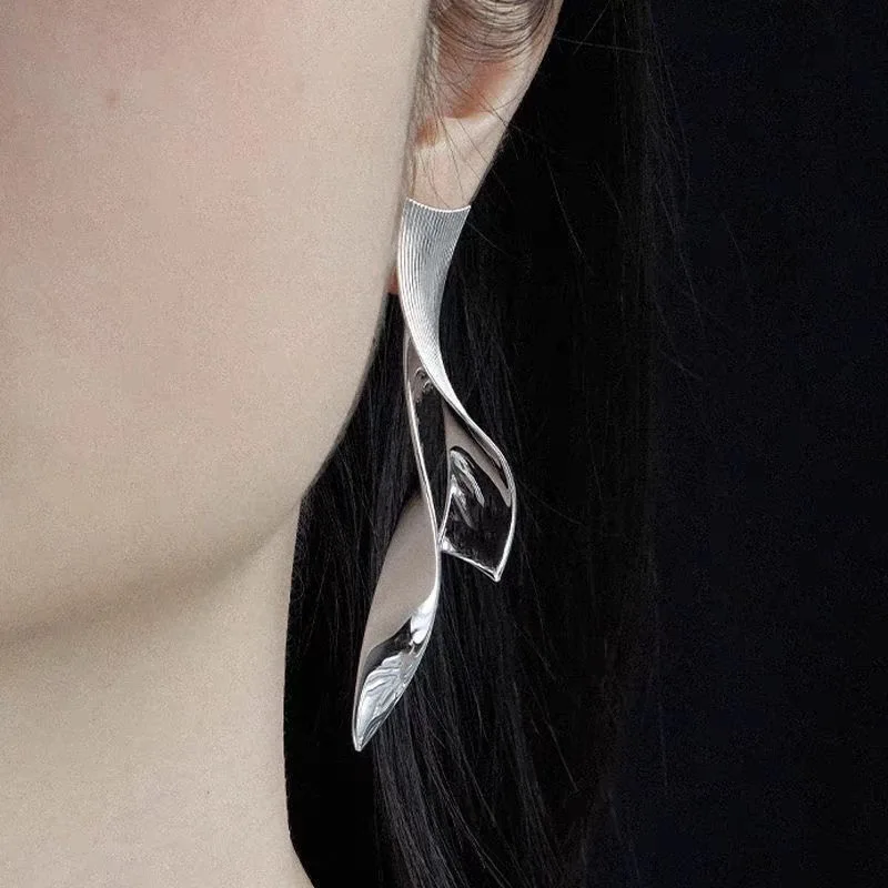 Metal Irregular Long Earrings for Women European And American Style Personalized Fashion Stud Earrings Travel Jewelry Gifts