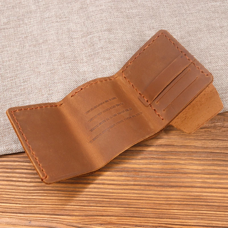 100% Genuine Leather Wallet Men The Secret Life Of Walter Mitty Wallet Vintage Handmade Crazy Horse Cowhide Trifold Men\'s Purse