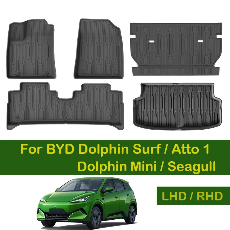 Car Floor Mats For BYD Dolphin Mini Surf ATTO 1 2026-present 2027 Trunk Mat Waterproof Carpet Back Seat Protector Boot Liner