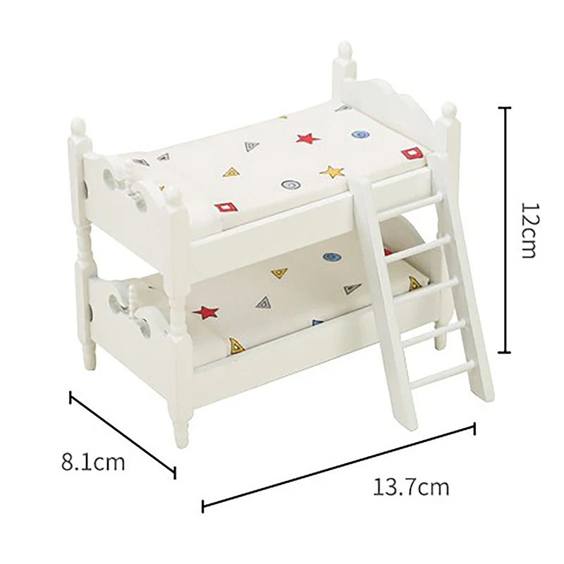 Dollhouse Accessories Micro Scene Furniture Model DIY Decoration Burr-free Small Miniature Wooden Bunk Bed Kids Toy