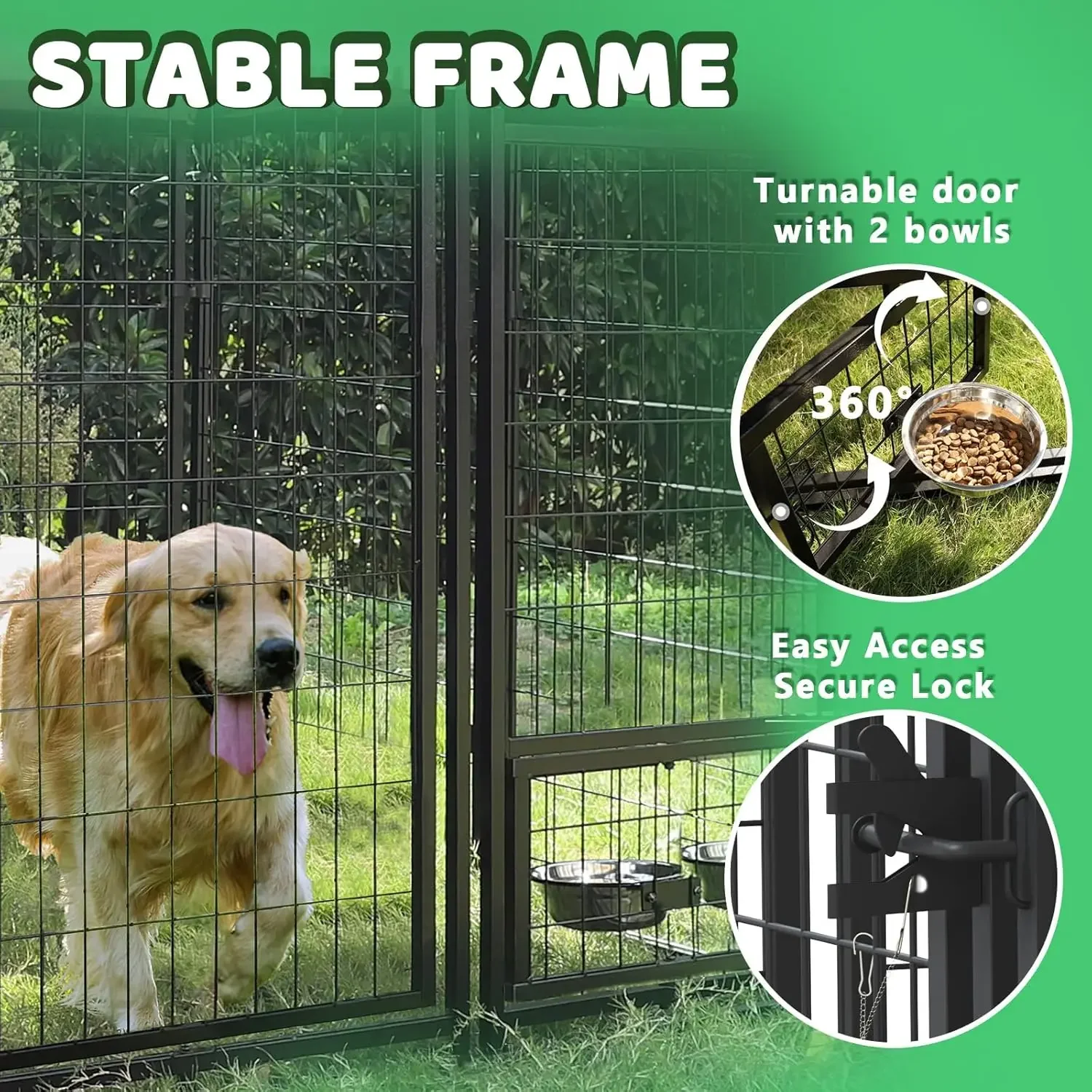 8x4x6 FT Outdoor Dog Kennel for Large Dogs, Heavy Duty Welded Wire Steel Dog Playpen Fence with Secure Lock, Pet Pen