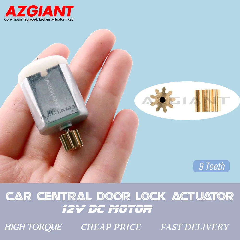 AZGIANT 9teeth Φ8.6*7.6MM Vehicle Door Central Lock Actuator 12V DC Motor Repair Kit For Peugeot 106 205 309 405 605