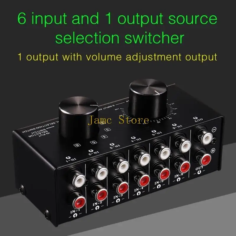 LX0B 6 Way AV Switch 6 Input 1 Output RCA Selector Switch for Composite Video