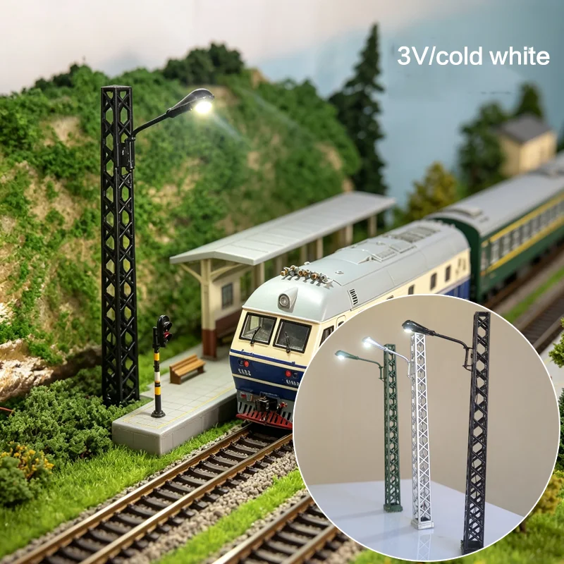 1:87 Ho Scale Railway Tower Light Mini Simulation Railroad Light Model Sand Table Scene Accessories Train Lighthouse Black 10cm