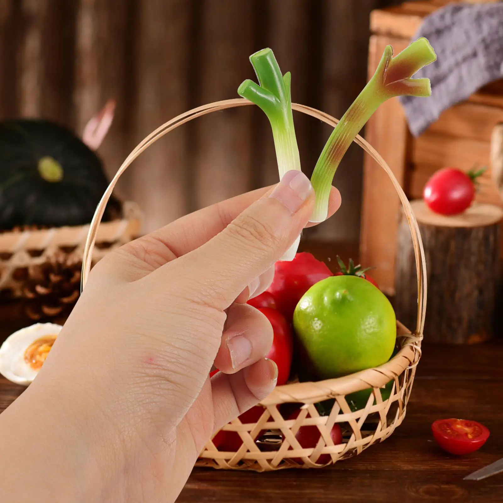 

10Pcs Artificial Green Onions Lifelike Fake Scallions Perfect Vegetable Store Display Vegetable Basket Decor Photo Props Home