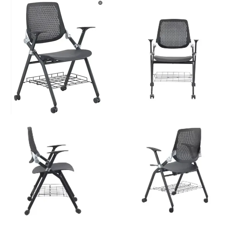 Modern Rotating Convertible Folding Office Chair Breathable Nylon Backrest Adjustable Armrest with Wheels Wire Basket for