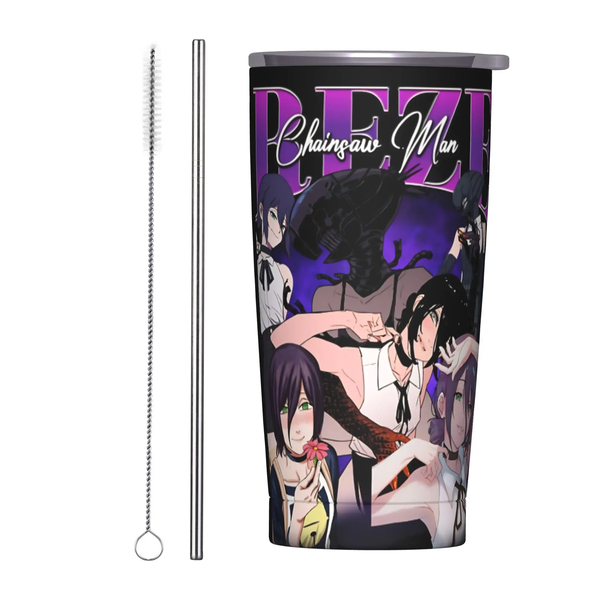 

Vintage Chainsaw Man Reze 90s Tumbler Vacuum Insulated Cup Vacuum Flask Double Wall Mug Hot Cold Drink, 20oz