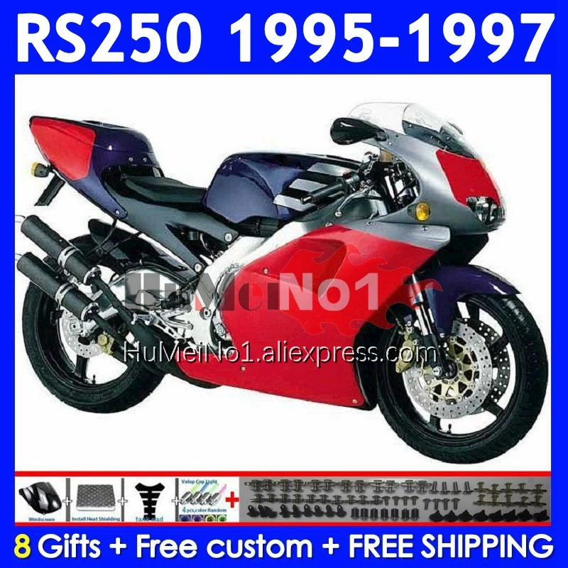 Factory Red Body For Aprilia RS250 RSV250RR RS-250 RSV250 R 317No.0 RS 250 RSV 250 R RR 1995 1996 1997 RS250R 95 96 97 Fairing