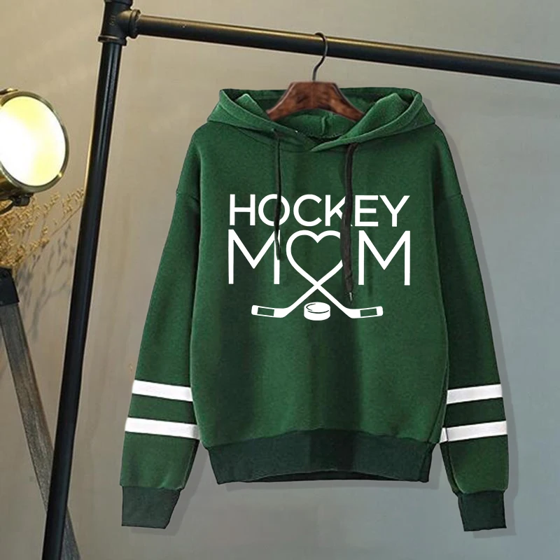 Fashion Women'S Hooded Autumn And Winter Fleece Stripe Hoodies/Sweater For Women Casual Hockey Mom Printed Long Sleeve Pullover