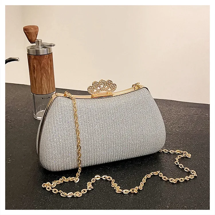 2024 Trendy Party Evening Bags For Women Fashion Elegant Crystal Crown Clutches Fine Banquet Small Handbags Chain Shoulder Bag