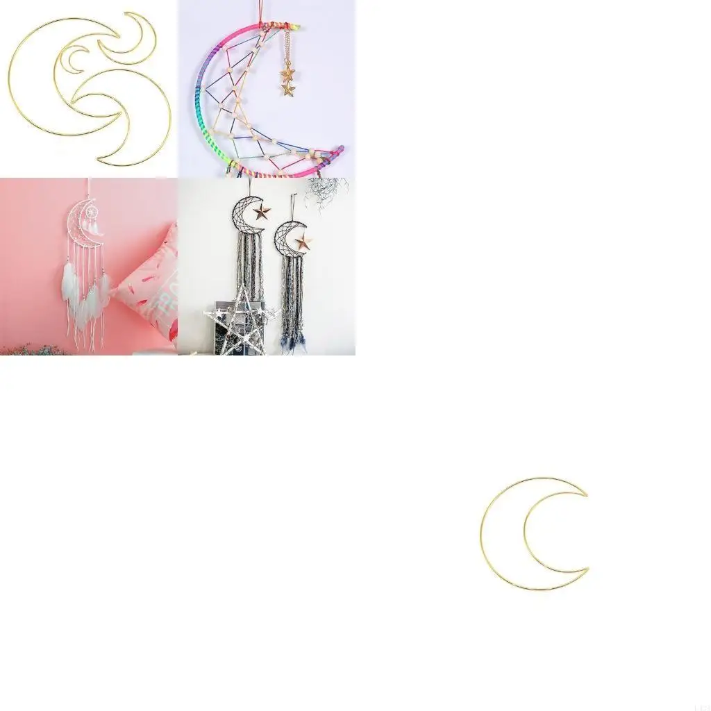 L43A Circle Ring Metal Macrame Moon Hoop for Handmade Dreamcatcher Making Home Decor