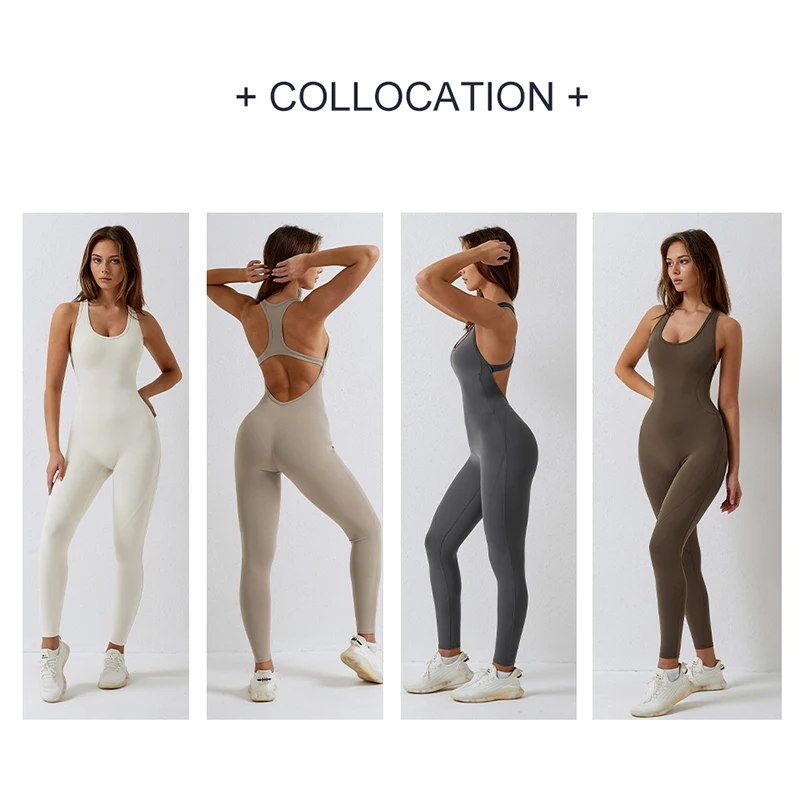 DANCEFISH 2023 New Beautiful Back Sleeveless Long Pants Sets Elegance U Collar Dancewear Workout Gym Aerial Yoga Jumpsuits