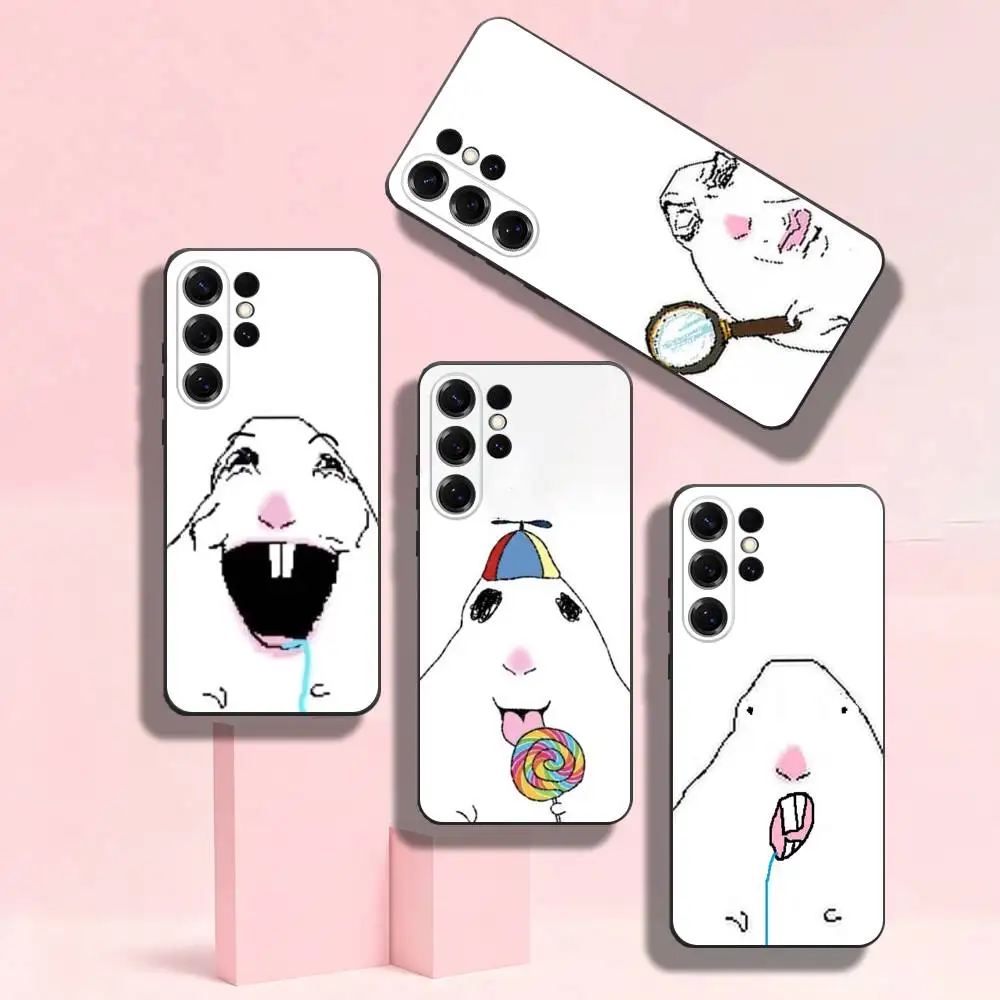 Minimalist White Hamster Phone Case For Samsung S22,S24,S20,S25,S23,S30,S21,Ultra,Plus,Cover Original Custom TPU Protector Case