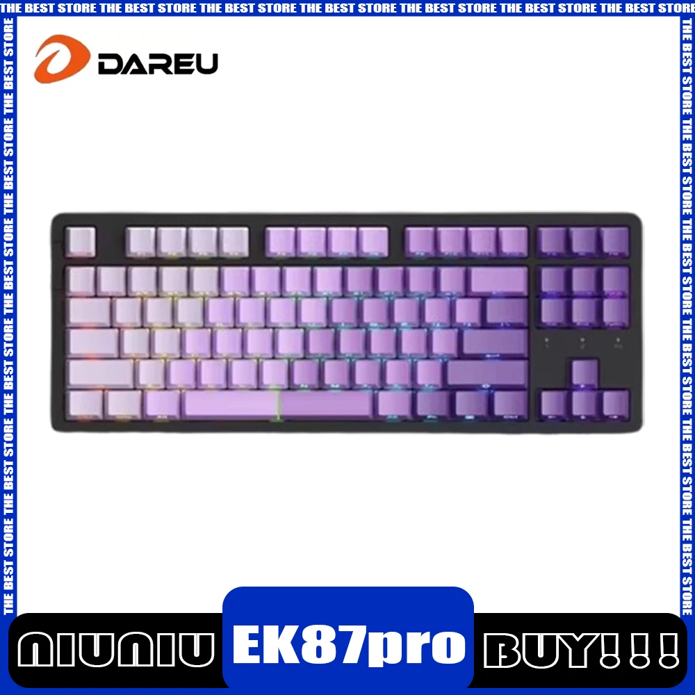 

Механическая клавиатура Dareu Ek87pro, Беспроводная игровая клавиатура с тремя режимами, Rgb, для электронных видов спорта, низкая задержка, поддержка горячей замены, Ek87 Pro, подарок для ПК